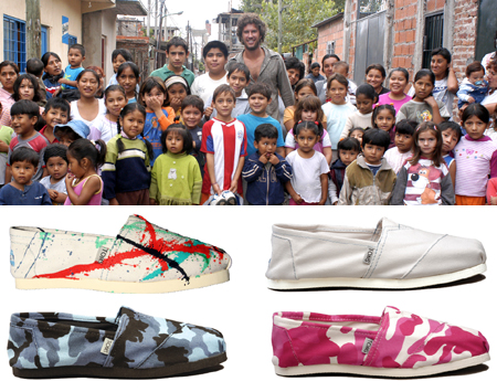 With every pair you purchase, TOMS will give a pair of new shoes to a child in need. One for One.