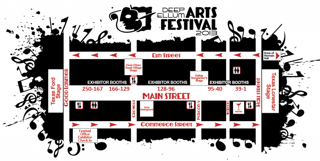 Deep Ellum Arts Festival 2013 Map