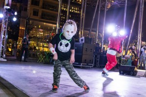 Kid dancing at Decks in the Park Halloween Edition in Klyde Warren Park on October 30th 2014. Photo by: Mason Pelt