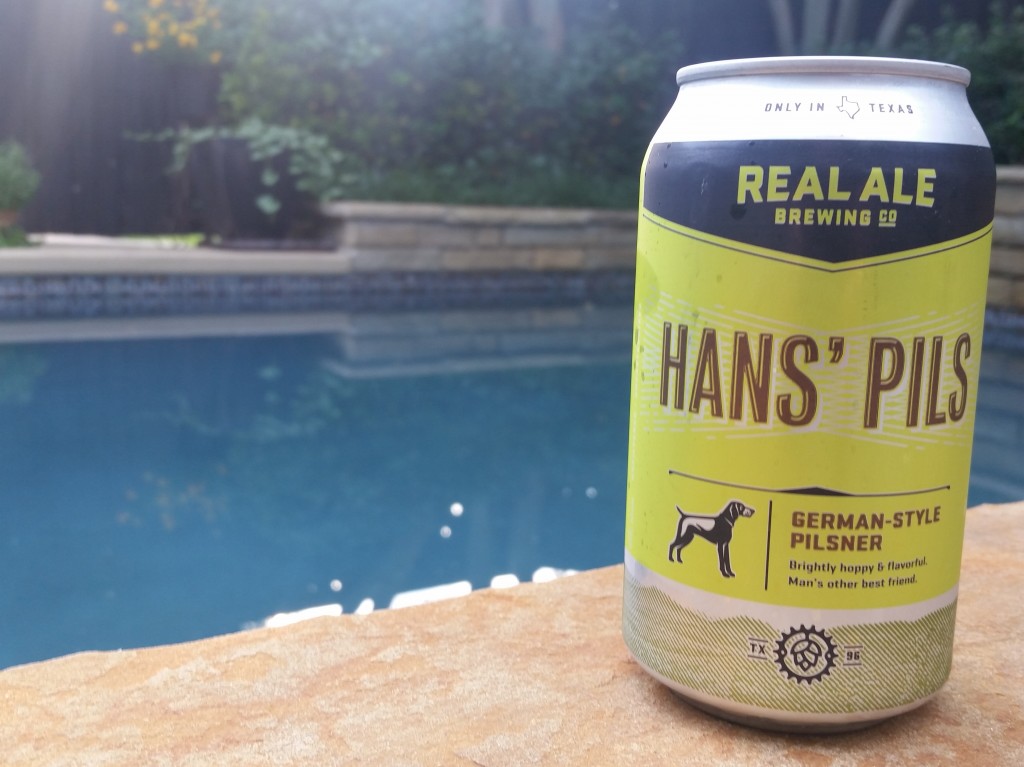 Real Ale's Hans' Pils, one of several perfect beers for drinking poolside this summer.