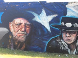 Willie Nelson Stevie Ray Vaughn Mural Bishop Arts District