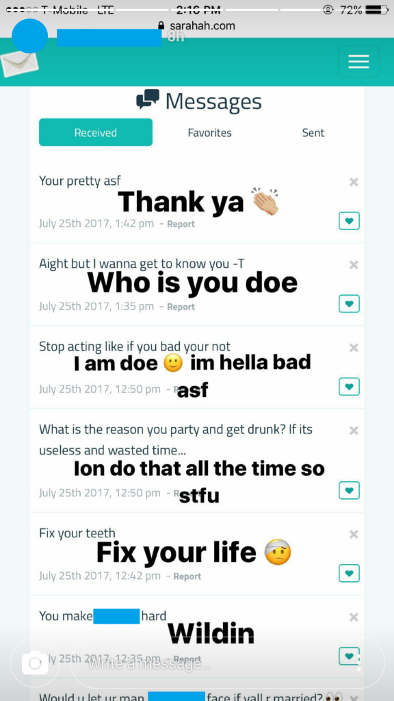 instagram sarahah message story screenshot